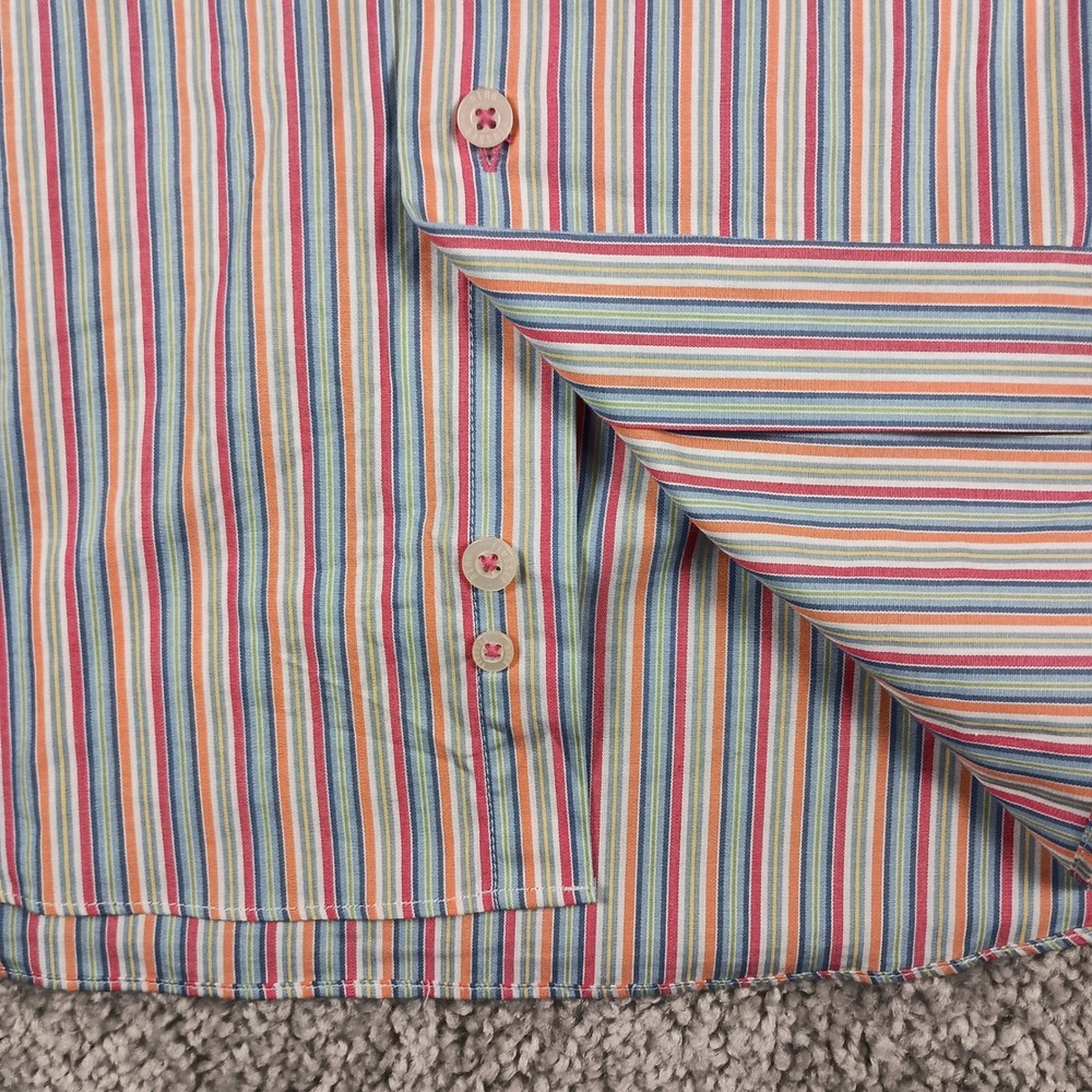 Alan Flusser Large Mens Multicolor Striped Long Sleeve Button Up Dress Shirt - Picture 6 of 11